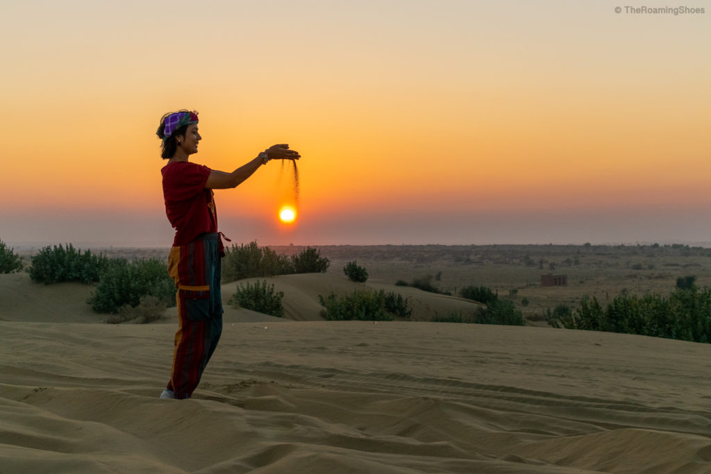 Jaisalmer desert sunset at Sam sand dunes