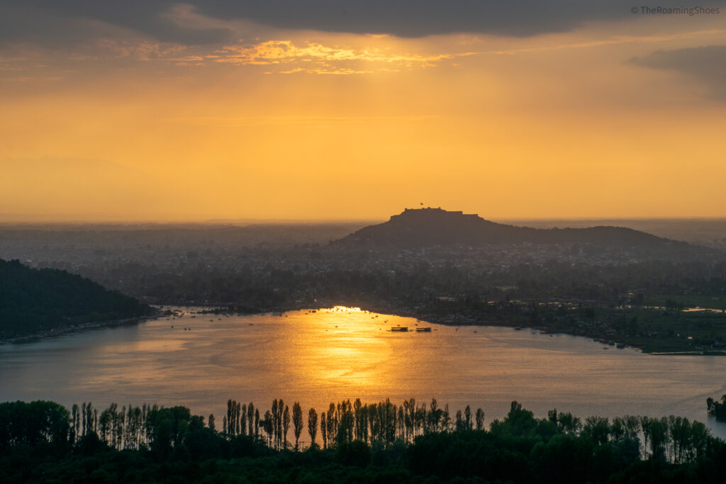 When the last rays of the sun set the river on fire - Sunset from Pari Mahal, Srinagar, Kashmir