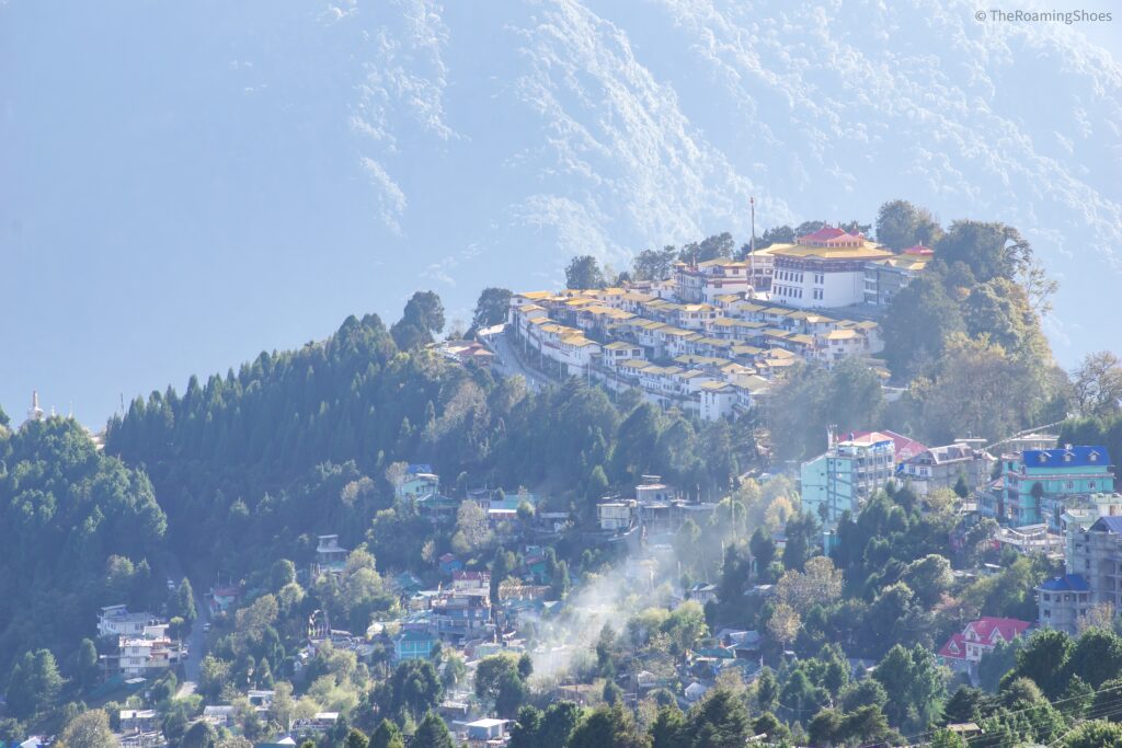 Tawang Monastery as seen from a view point in Tawang, Arunachal Pradesh