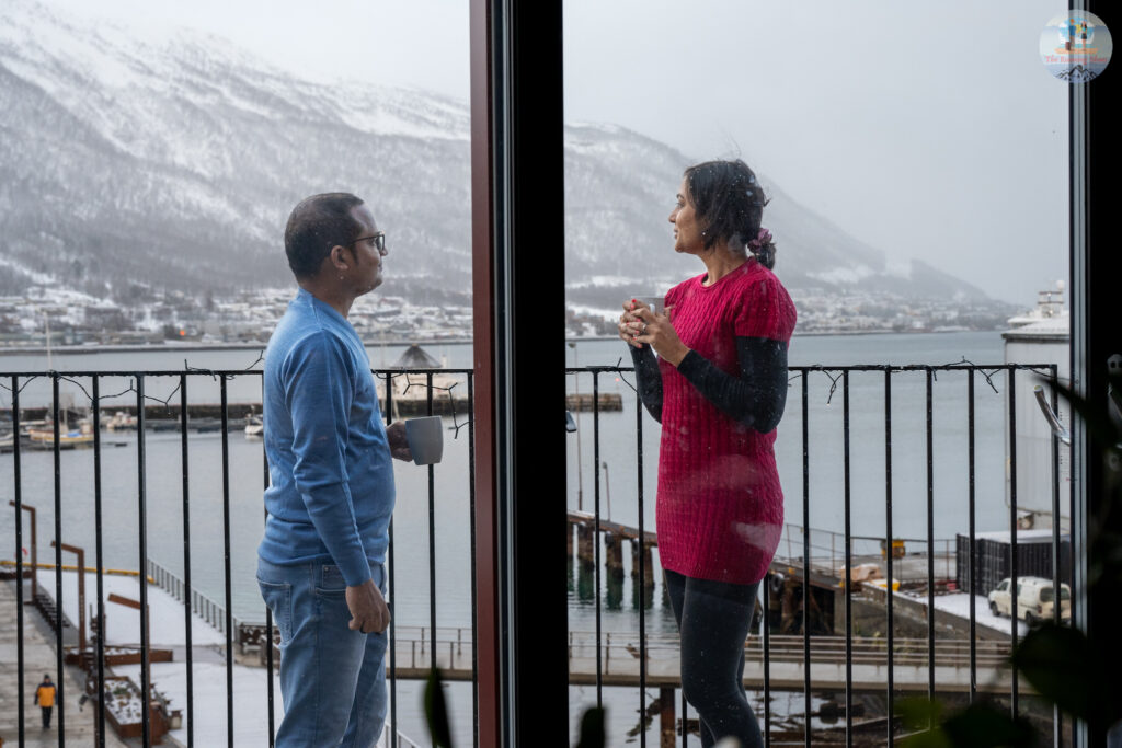 Tea with a view of Tromso harbour