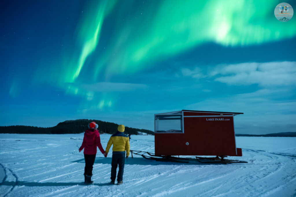 Inari glass cabin stay on frozen lake