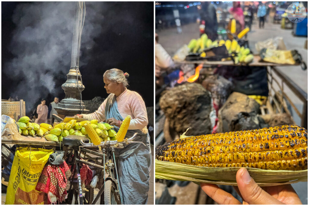 Roastd corn at Triveni ghat